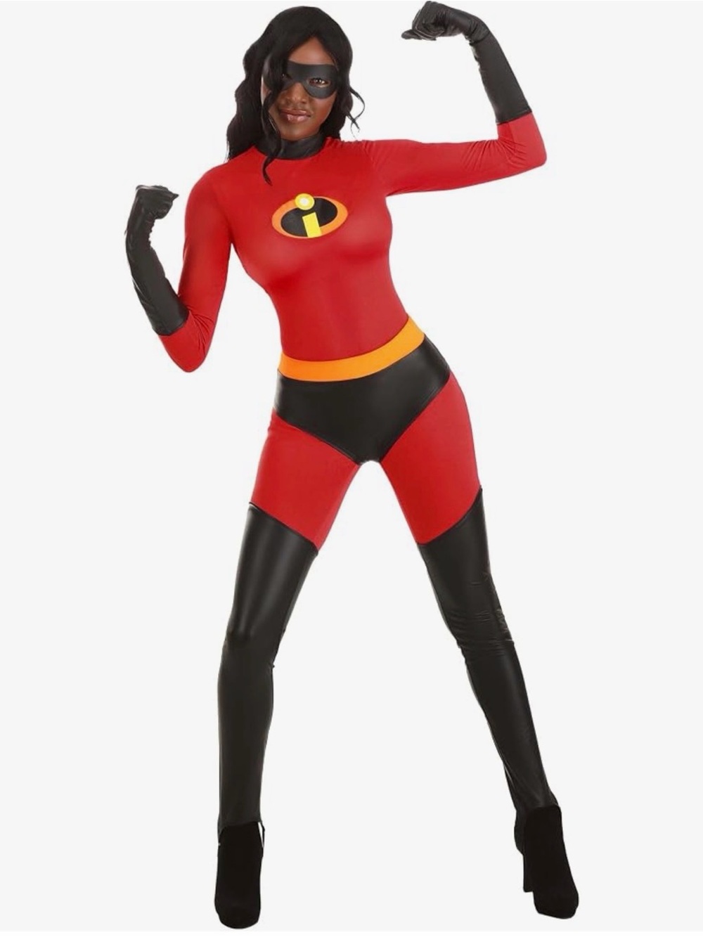Women's Red Superhero Mrs. Incredible Jumpsuit PIXAR with gloves, brief, mask